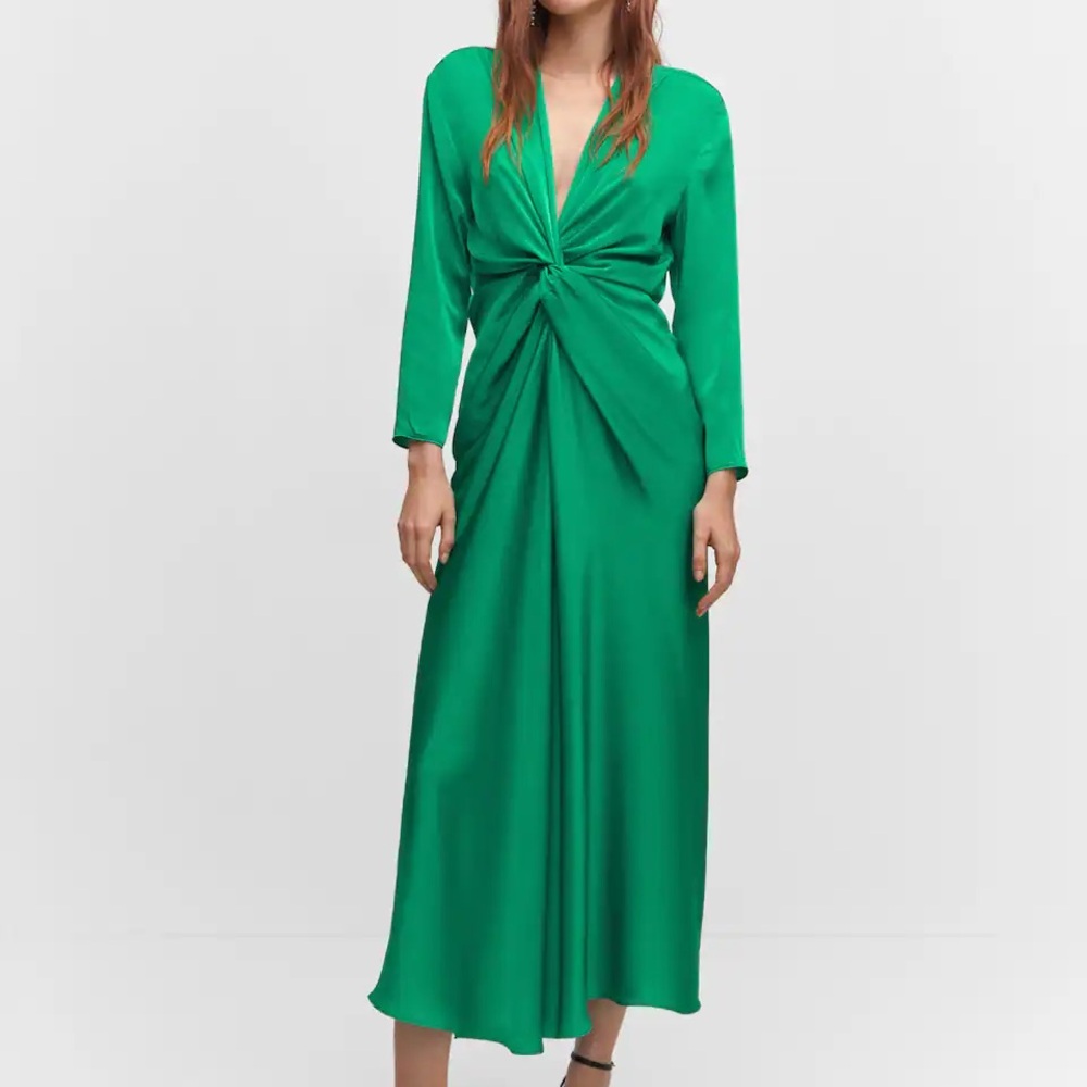 Mango Knotted Green Dress